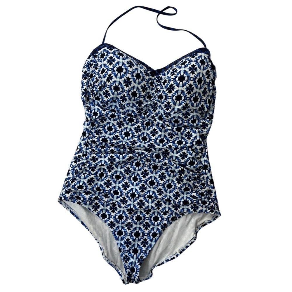 Tommy Bahama Blue and White Print One Piece SwimSuit 16